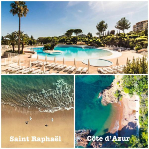 Cap Estérel LE JARDIN CÔTÉ MER , ,jardin privatif clôturé ,Terrasse grand confort et appartement spacieux climatisation ,parking ,parc aquatique piscines,